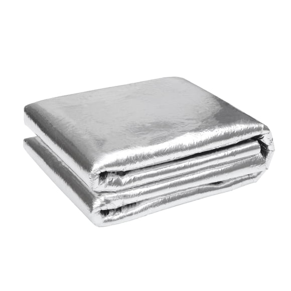 Alfombra de insonorización de 197mil 5mm 21.5sqft de Unique Bargains, material de escudo térmico de fibra de vidrio, universal para capó, cubierta de motor de barco 78.74"x39.37" tono plateado