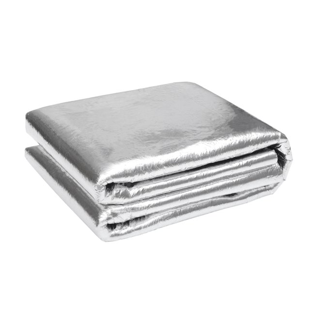 Alfombra de insonorización de 197mil 5mm 21.5sqft de Unique Bargains, material de escudo térmico de fibra de vidrio, universal para capó, cubierta de motor de barco 78.74"x39.37" tono plateado