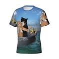thumbnail image 5 of Vsdgher Two Brave Cats Are Floating On The Sea Iceberg Print Men's Dry Fit Mesh Athletic Shirts Moisture Wicking Tennis T-Shirt Tops, 5 of 9