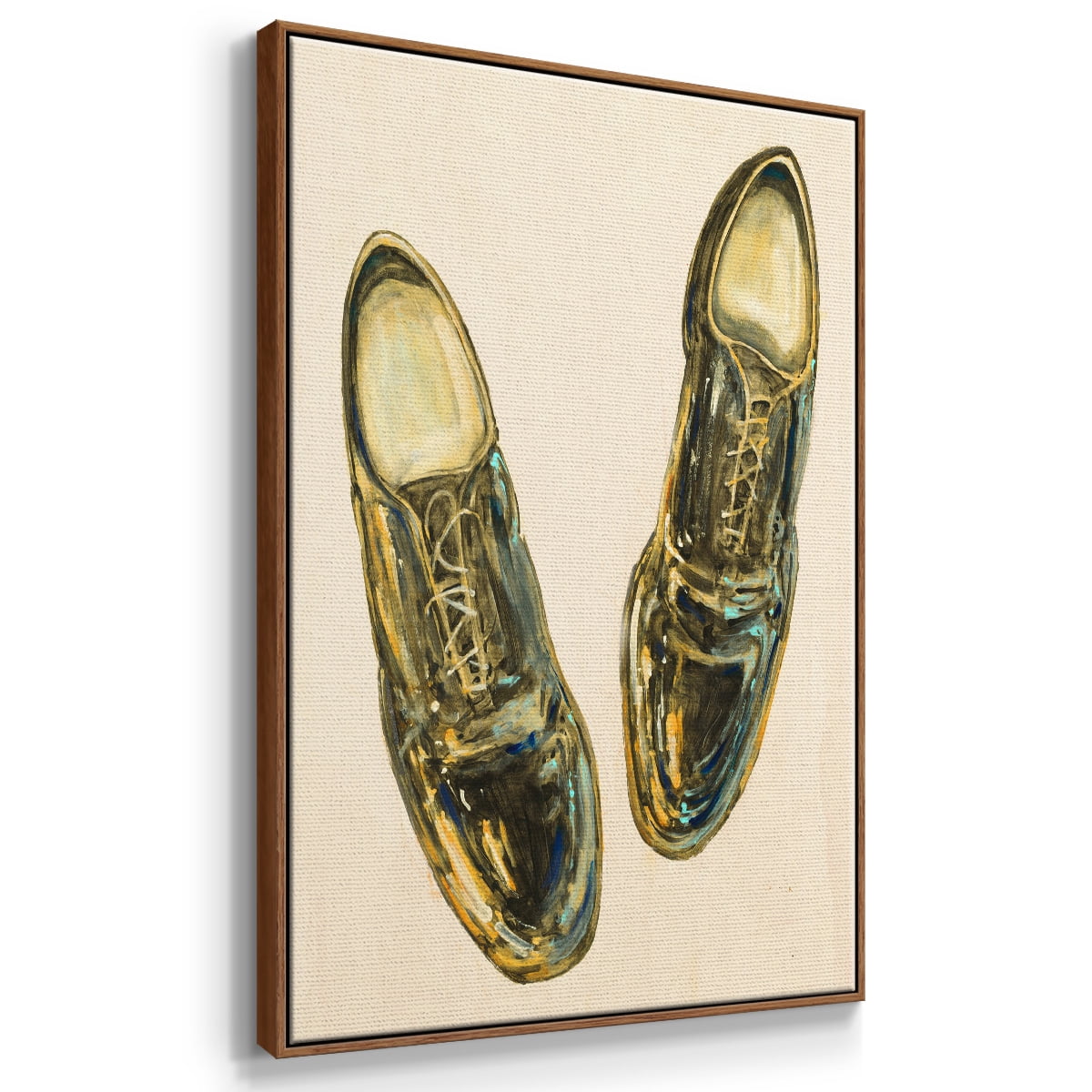 The Shoe Fits I V1 Framed Premium Gallery Wrapped Canvas - Ready to Hang - 25 x 37 - Walnut Floating Frame