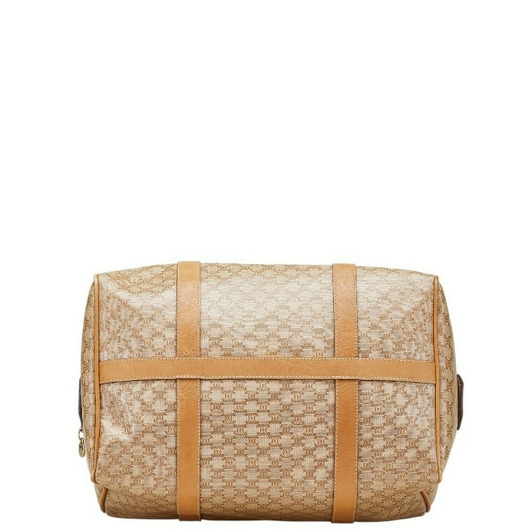 Pre-Owned Celine Macadam handbag, mini Boston bag, beige leather