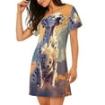 thumbnail image 2 of Naloa Colorful Cloud Spotted Dog Print Women Nightgowns,Womens Loungewear,Short Sleeve Sleepwear,Comfy Ladies Nightdress, 2 of 6