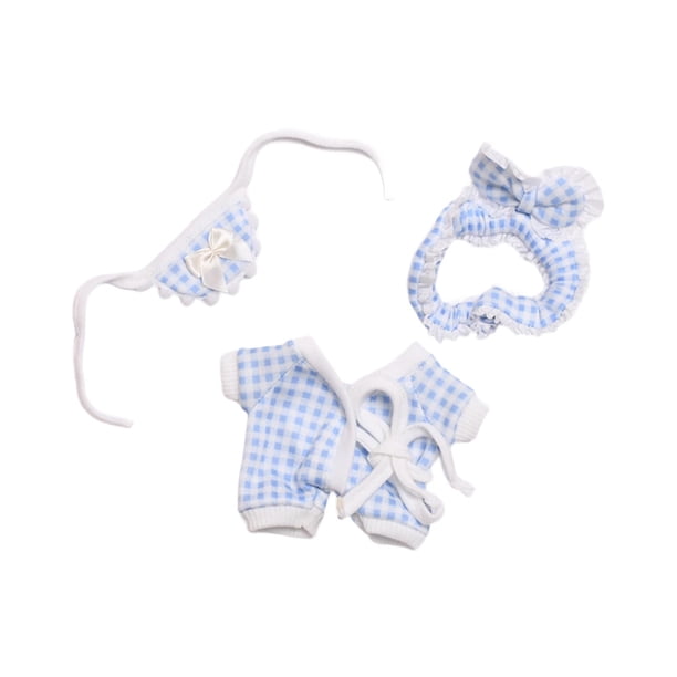 Conjunto de pijamas de 3 piezas, ropa para muñecas, regalo para niñas pequeñas, disfraces, DIY para muñecas con estilo, accesorios de ropa para muñeca azul