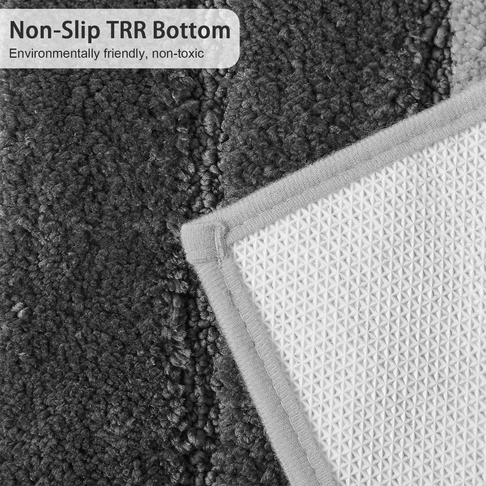 Striped Bathroom Rug Gradient Bath Mat Non-Slip Door Mats Soft Shaggy Thick Bath Rugs Absorbent machine washable Floor Mats for Bath Room, Toilet, Bedroom, Kitchen，18''x 26''，Gray