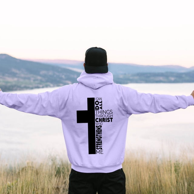 HUITKMM Men Hoodie Male Long Sleeve Hooded Sweatshirt Solid Color Back Print Sweatshirt