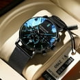 thumbnail image 2 of POEDAGAR New Mens Watches Top Brand Luminous Waterproof Timing Calendar Casual Fashion Stainless Steel Mesh Quartz Wristwath, 2 of 5