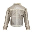 thumbnail image 4 of IROINNID Women's Faux Leather Jacket Reduced Long Sleeve Turndown Lapel Casual Biker Jacket,Beige, 4 of 7