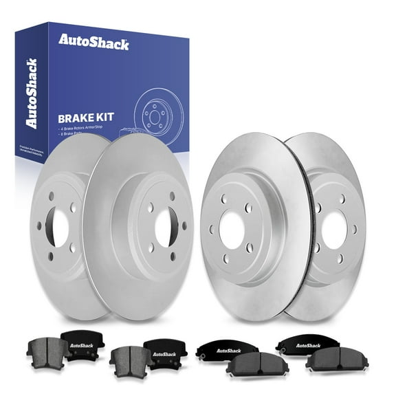 AutoShack Front Vented & Rear Solid Coated Brake Rotors   Premium Ceramic Brake Pads 12-PC Brake Kit Replacement for 2012-2013 Dodge Charger 2010 Dodge Charger 2005 Chrysler 300 ArmorStop