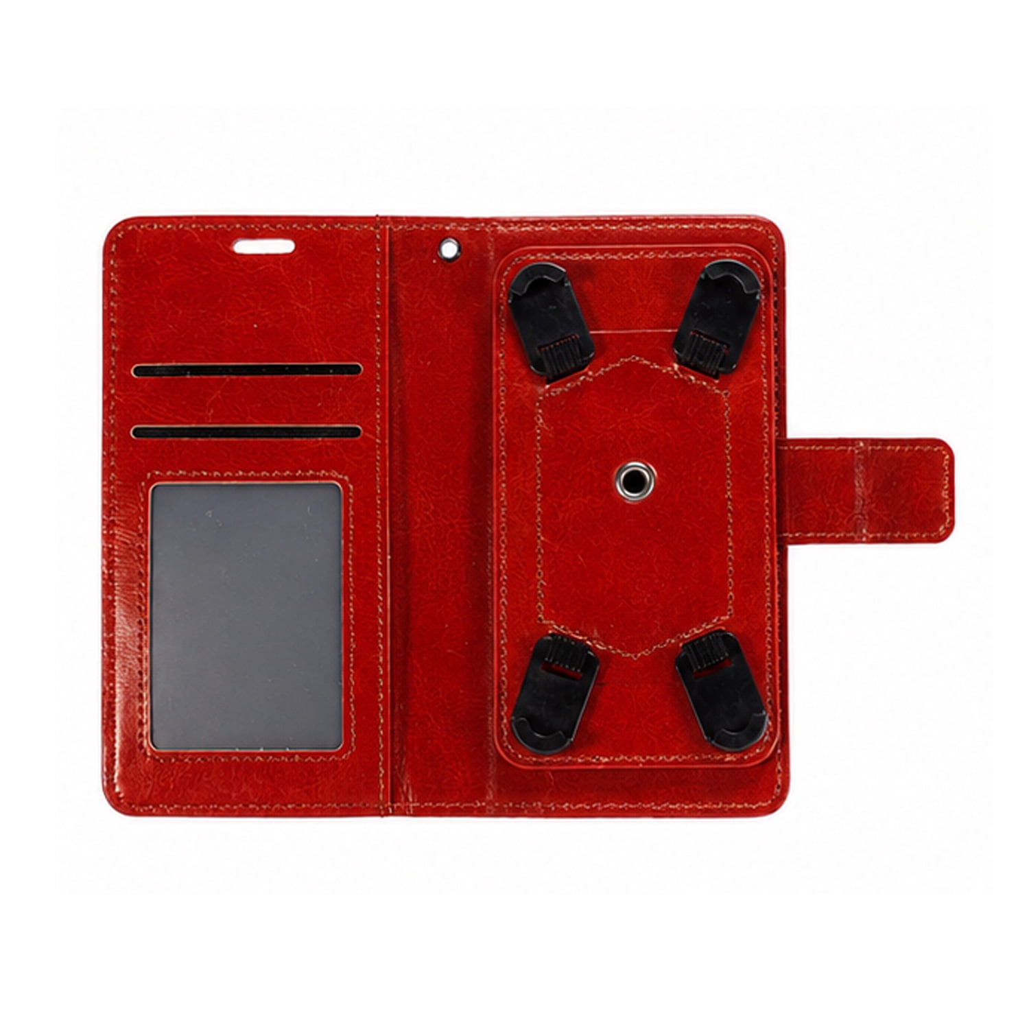 YUW-Small (4.5"-4.8") Universal Phone Wallet Cover with Adjustable Swivel Stand - Brown