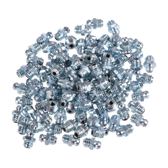 Unique Bargains 100 Pcs M8x1.25 Grease Nipple Fitting Straight 180 Degree Angle Galvanized Steel for Car Truck