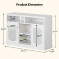 thumbnail image 3 of Modern Wine Bar Cabinet with LED Light, 47" Liquor Storage Cabinet with Wine Rack and Glass Hanger, White Buffet Storage Cabinet with Fluted Glass Doors for Kitchen Dining Living Room, 3 of 9