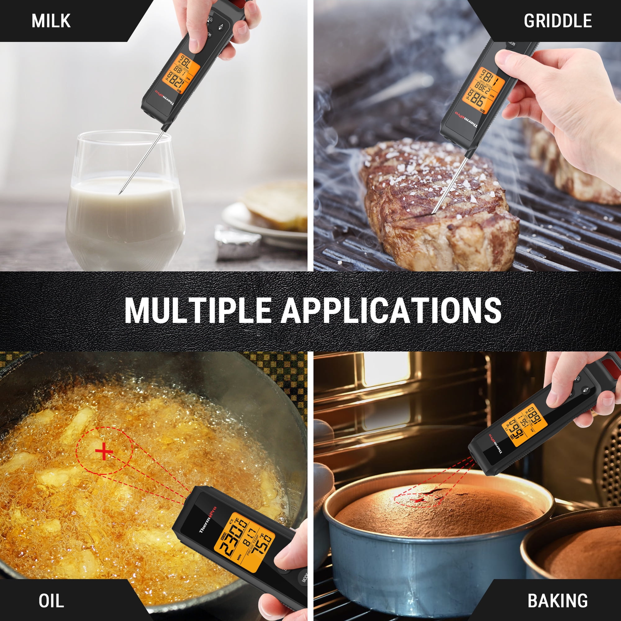 ThermoPro 2-in-1 Infrared Thermometer & Instant Read Meat Thermometer for Grilling BBQ Pizza Oven