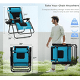 thumbnail image 2 of YEXJ Oversized XXL Padded Zero Gravity Lounge Chair 30" Wide Seat Anti Gravity Lawn Chair Foldable Recliner Outdoor Camp Chair for Poolside Backyard Beach, Support 400lbs-Peacock Blue, 2 of 10