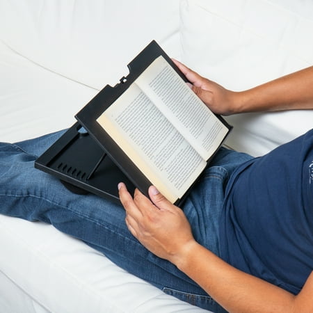 Mind Reader - Lap Desk Laptop Stand, Bed Tray, Collapsible, Cushion, Portable, Dorm, Plastic, 14.75"L x 11"W x 7.3"H - Black
