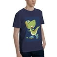 thumbnail image 2 of Bingfone Dino Playing Roller Skate Men'S Loose Fit Short-Sleeve Pocket T-Shirt, 2 of 7
