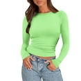 thumbnail image 7 of Fall Favorites for Women ,Ribbed Shirts Crewneck Fitted Tops Casual Basic T-Shirts Long Sleeve Loose Round Neck Blouse Shirt Solid, 7 of 7