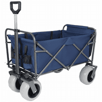 Big Wheel Beach Wagon for Sand, 500lb, All-Terrain Foldable Cart, 9" Tires, Blue