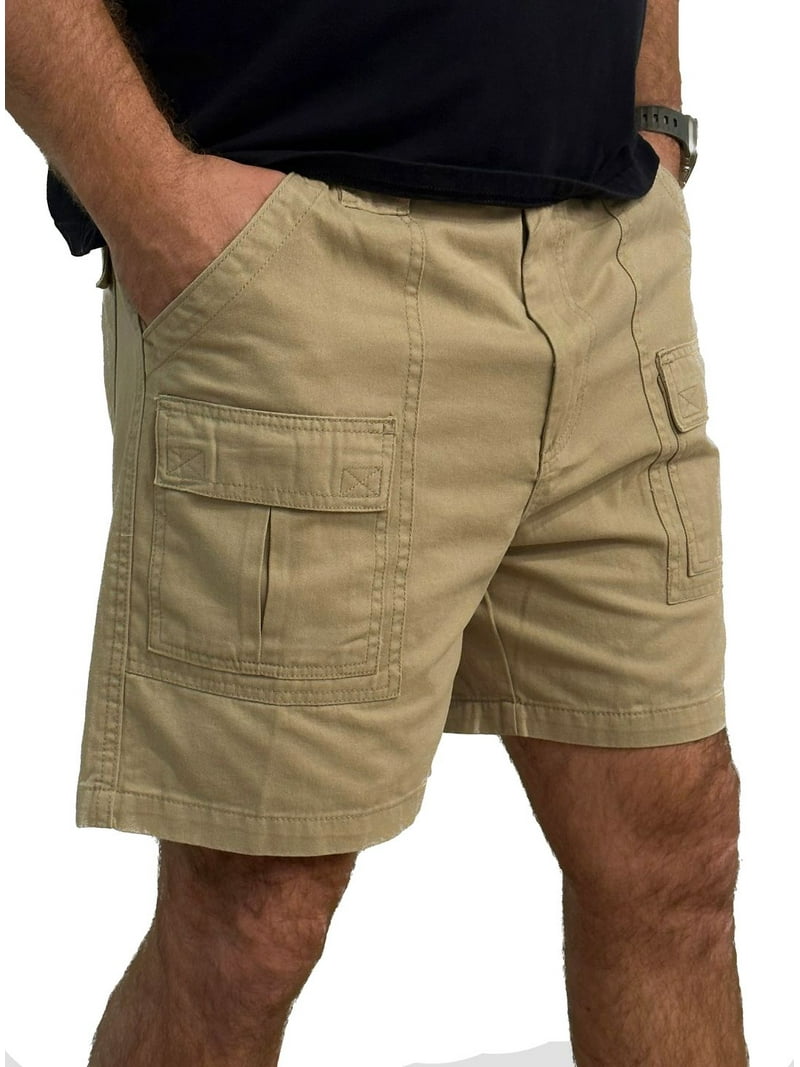 Talos Men's Khaki Cargo Shorts 32 100% Cotton, Relaxed Fit