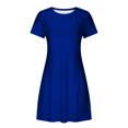 thumbnail image 5 of Diufon Womens Plus Size Dresses Solid Color Dress Round Neck Short Sleeve Midi Dress with Pockets, 5 of 6