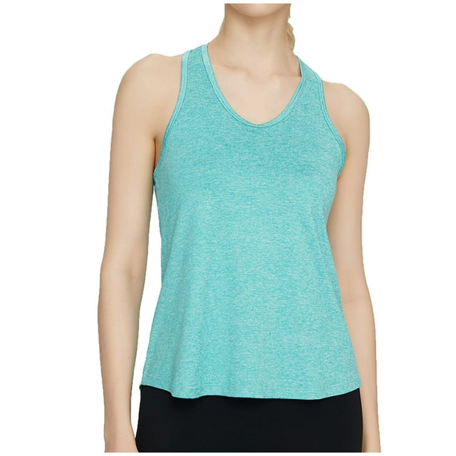 Timegard Workout Tops for Women Racerback Round Neck Athletic Running Tank Tops Loose Sleeveless Gym Tops