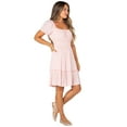 thumbnail image 2 of Celebrity Pink Women's Smocked Waist Dress with Short Puff Sleeves, Sizes XS-XXXL, 2 of 5