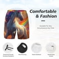 thumbnail image 3 of Bingfone Arc-en-Ciel Coucher de Soleil Nuage Cheval Blanc pour Hommes Maillot de Bain Double Couche avec Doublure, Style à Cordon avec Poches Short de Plage Maillot de Bain Homme-3TG, 3 of 6