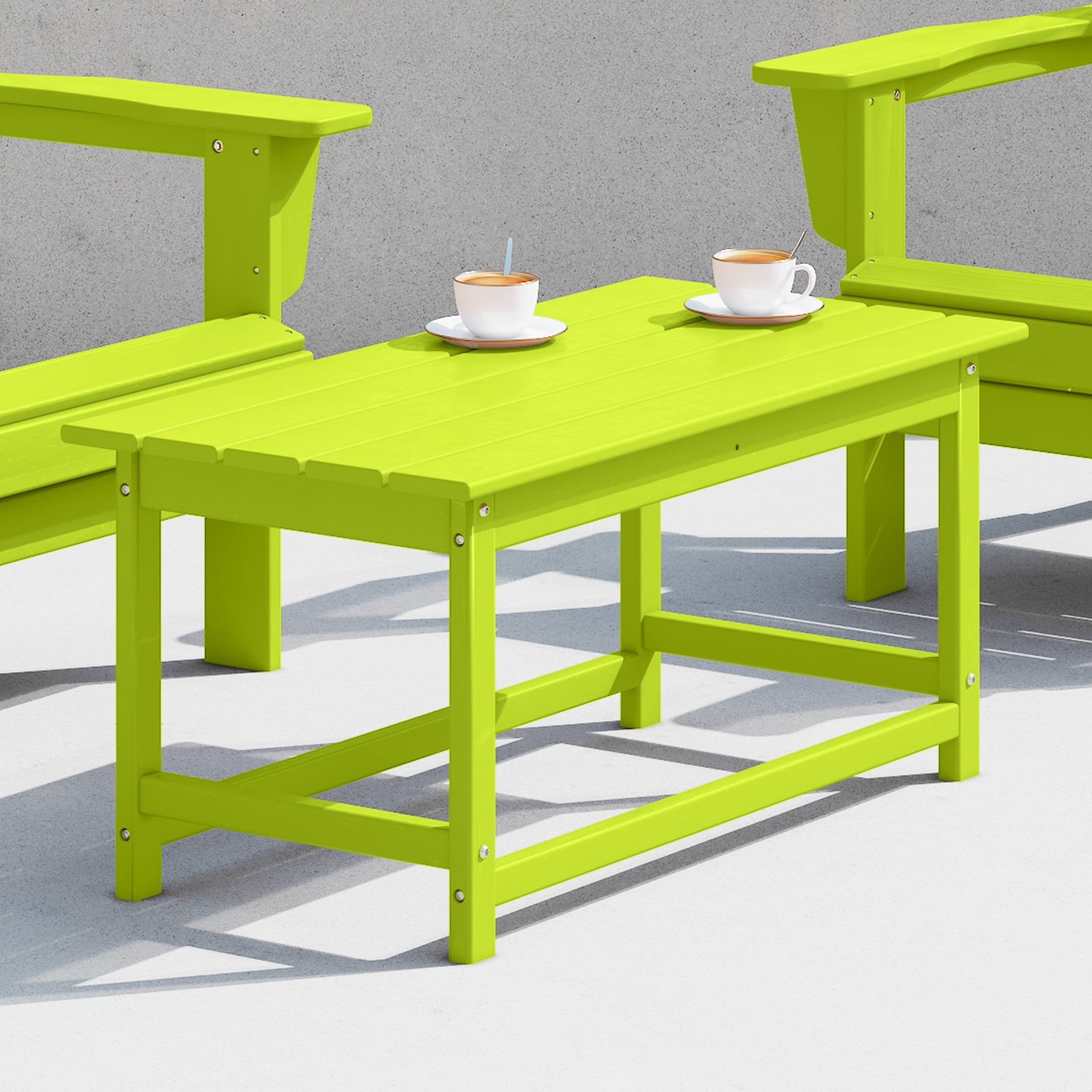 Westin Outdoor 35" Inch Adirondack Coffee Table for Patio Backyard UV Weather Resistant HDPE Plastic, Lime