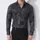 thumbnail image 3 of Camisas y blusas estampadas de manga larga para hombre, negras, florales, elegantes, con botones asiáticos, sociales, regulares, de lujo, tallas grandes, 3 of 4