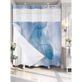 thumbnail image 4 of Blue Marble No Hook Shower Curtain Waterproof,Bathroom Curtains with Snap in Liners and See Through Top Window,Modern Abstract Art Yellow Lines Ink Painting Hotel Bathtub Curtains Shower 66"Wx72"L, 4 of 8