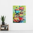 thumbnail image 2 of Abstract Tea Cups Folk Art Kitchen Extra Large XL Wall Art Poster Print, 2 of 3