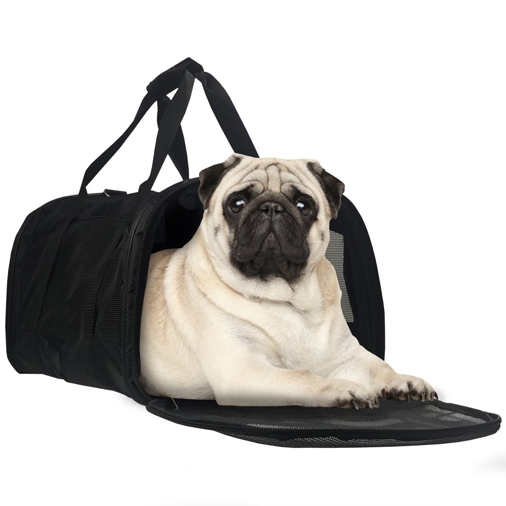 LESHP WorldPet Soft Sided Dog Carrier, Blue/Black, Medium, 8.50"L x 21