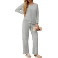 thumbnail image 3 of MINTREUS Women's Pajama Sets Long Sleeve V Neck Lounge Sets Soft Ribbed knit Sleepwear 2 Piece Pjs Set, 3 of 8