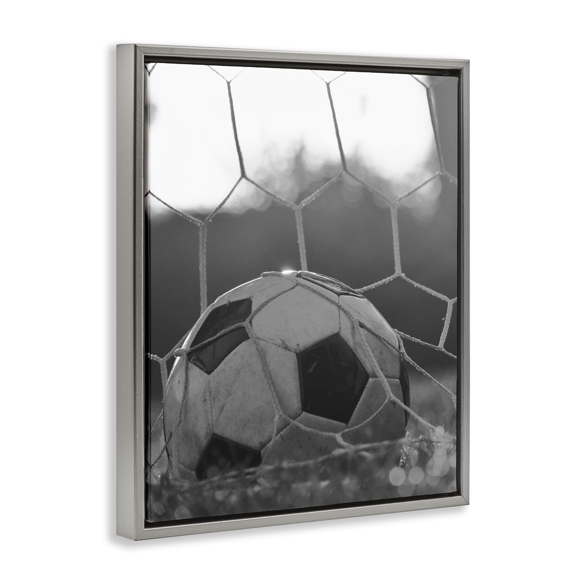 Stupell Industries Soccer Goal Score Gray Framed Floater Canvas Wall Art, design by Marcus Prime