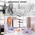 thumbnail image 2 of BONTEC Dual Monitor Stand Riser with Smartphone Holder, Adjustable Length & Swivel Angle, Ergonomic Wooden Desktop Organizer for PC Monitor, Laptop, Printer, Large Storage, Purple, 2 of 7