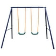 thumbnail image 4 of Tcbosik Metal Swing Set for Backyard, Outdoor Swing Frame with 2 Swing Set, A-Frame Swing Stand, 200lbs Weight Capacity, Blue, 4 of 7