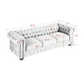thumbnail image 4 of Chesterfield Sofa Tufted Linen Upholstered 3-Seater Sofa Scrolled Arms with Nailhead Decoration (88.5''X37''X28'') (Gray), 4 of 12