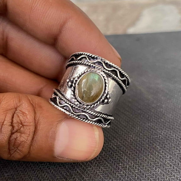 Blue Labradorite Gemstone Band ring