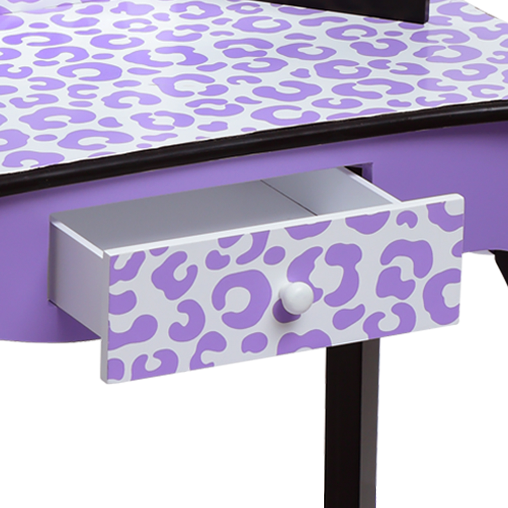 Fantasy Fields Kids Vanity Set Wooden Table Mirror & Stool Purple TD-11670J