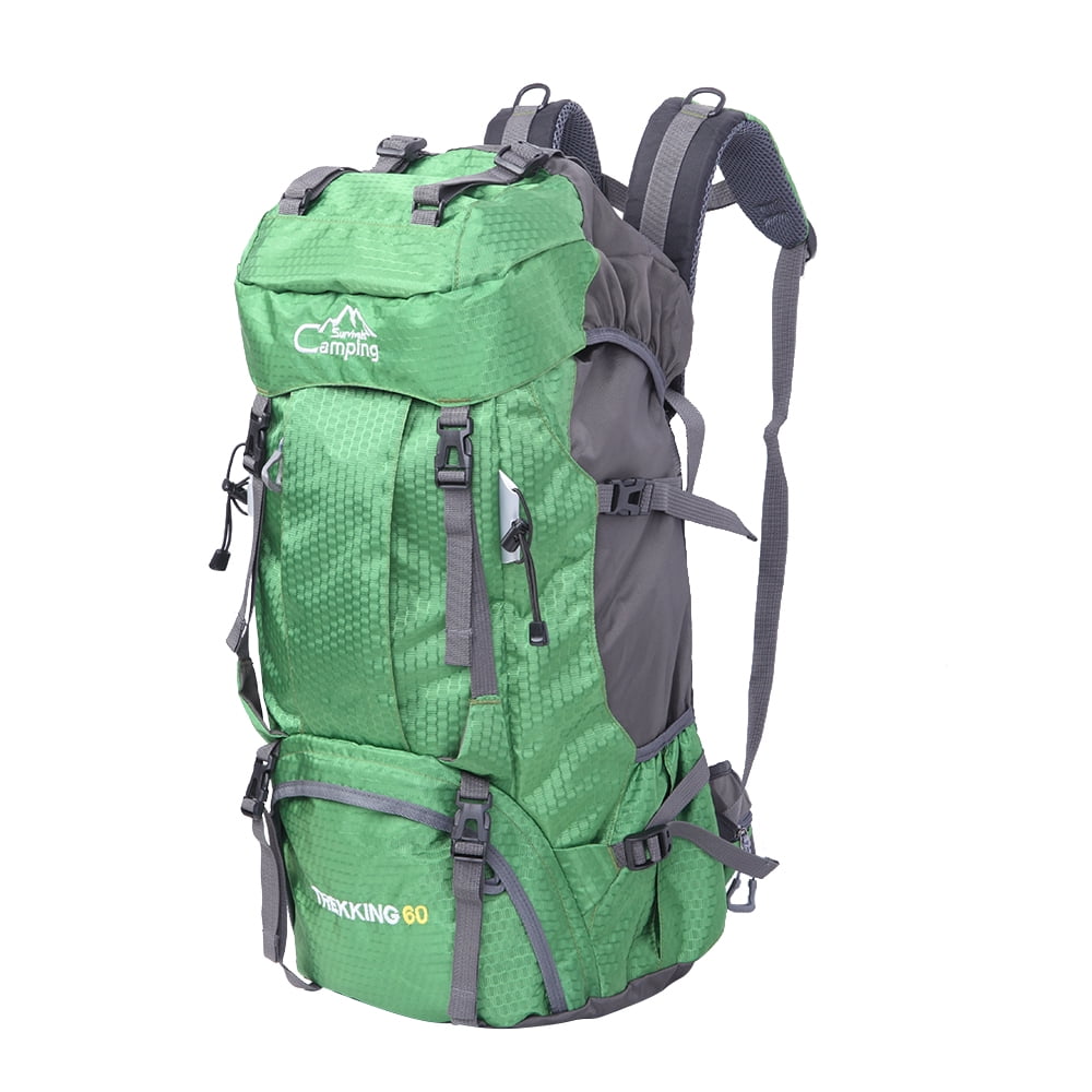 FK0395 60L Waterproof Foldable Backpack Camping Bag with Rain Cover Green