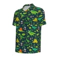 thumbnail image 3 of Daiia Dinosaurs and Tropical Leaves and Flowers Pattern Men’s Polo Shirts,Solid Deck Shirt,Classic Fit, Breathable Cotton Polo for Casual and Sport Wear-3X-Large, 3 of 9