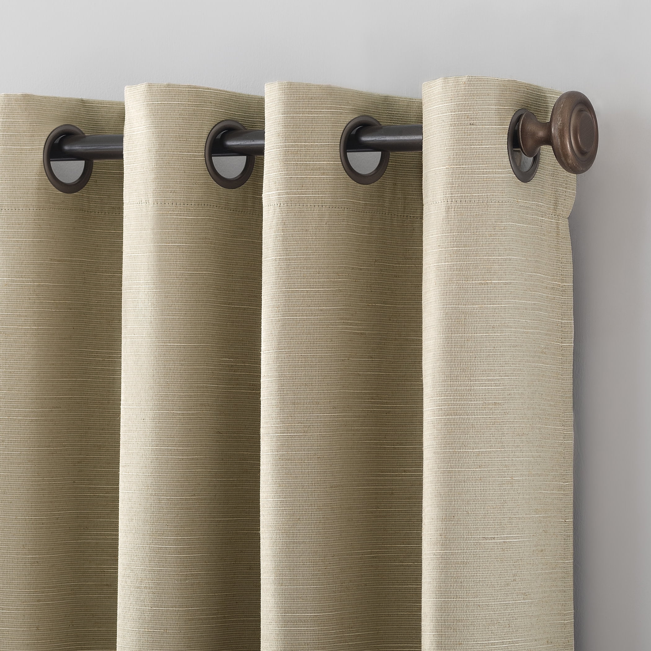 Archaeo Textured Linen Blend Total Blackout Grommet Top Curtain, 50"W X 84"L, Stone