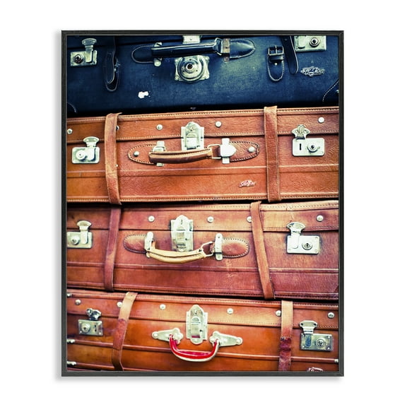 Stupell Industries Varied Stacked Suitcases Novelty Photography Black Framed Art Print Wall Art, 11 x 14