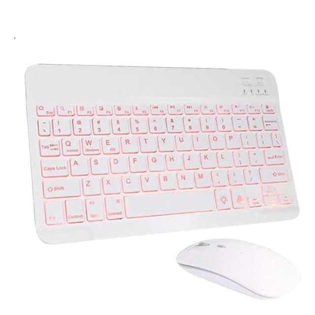 Teclado Universal Bluetooth Con Tableta Retroiluminada De 7 Colores Blanco Con Mouse Sunnimix Teclado bluetooth