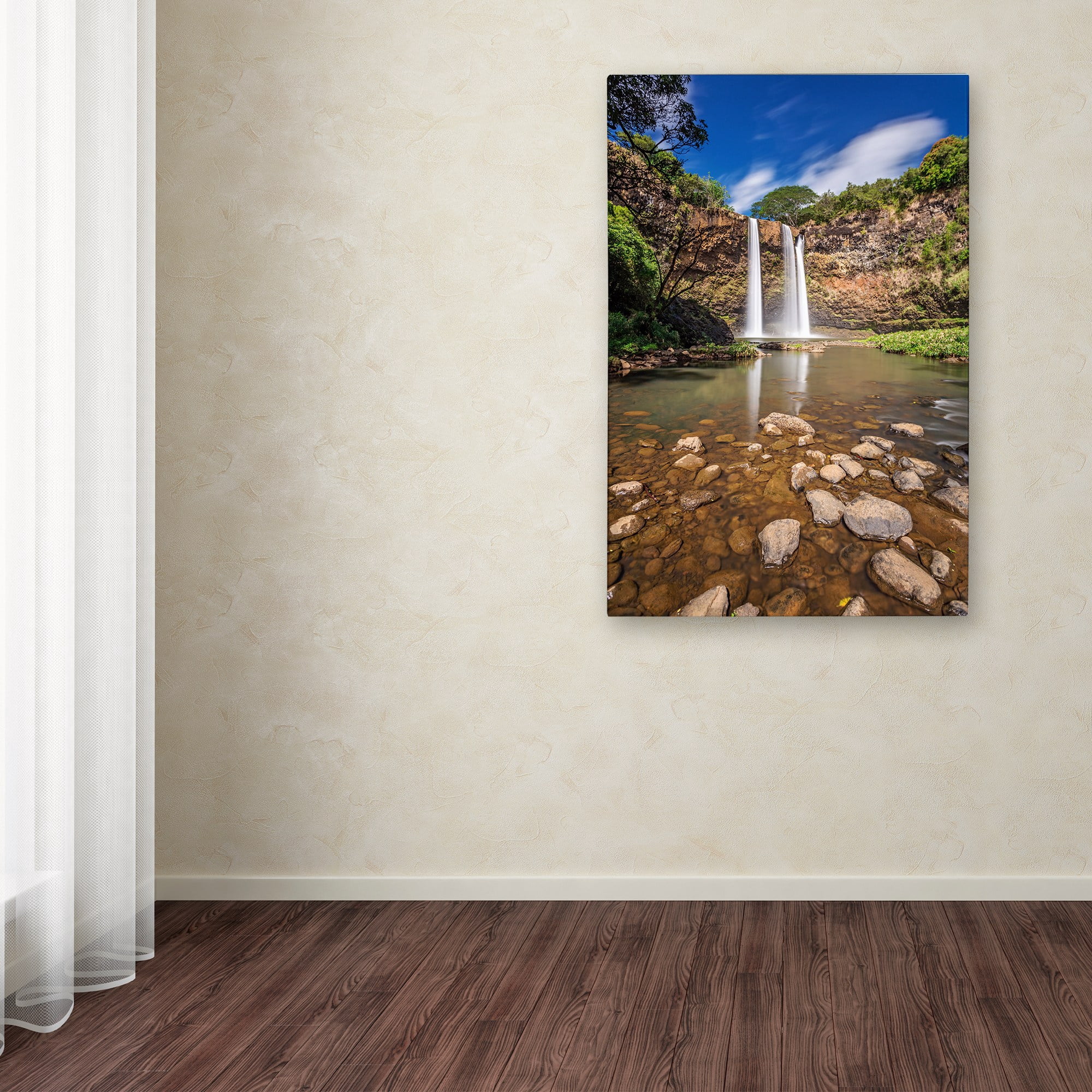 Trademark Fine Art 'Wailua Falls' Canvas Art by Pierre Leclerc