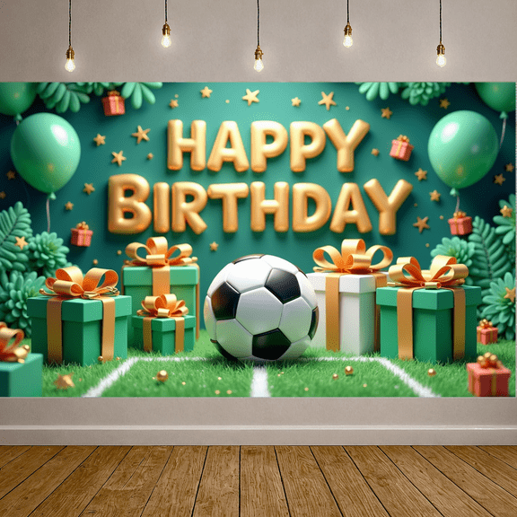 Colorful Soccer Birthday Banner Football Party Decorative Design for Birthday Party Kids Celebration Indoor Outdoor
