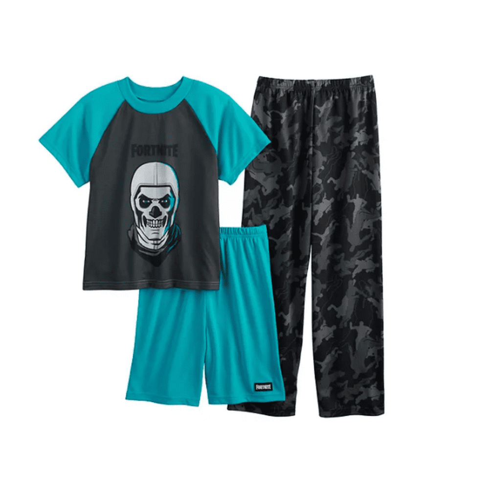 Fortnite - Fortnite Boys Super Soft Short Sleeve Top, Long Pants & Shorts, 3-Piece Pajama Set