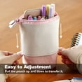 thumbnail image 5 of Pens and pencils retractable pencil case, vertical retractable transformer bag cute retractable pencil case zipper pencil casePink, 5 of 6
