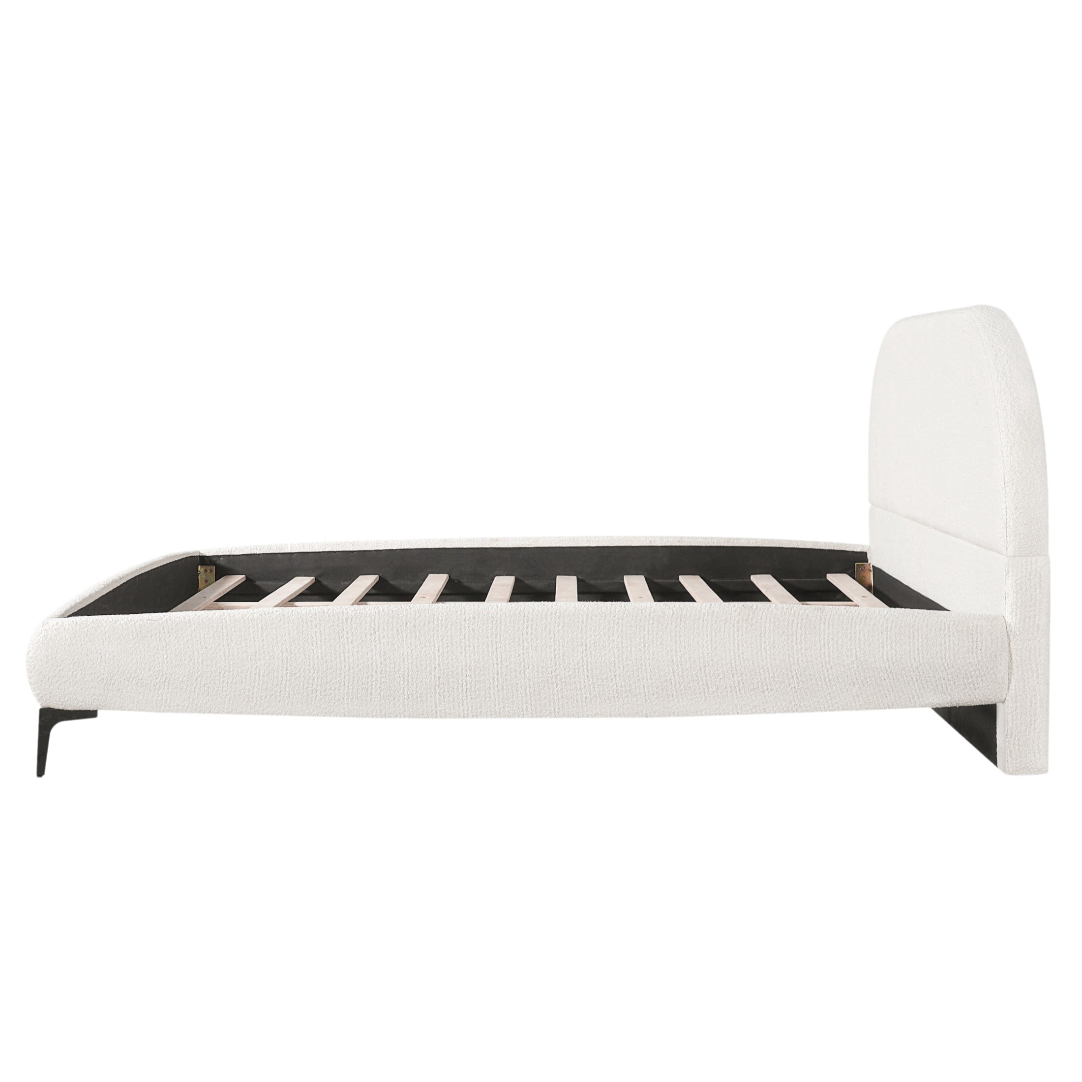 Christopher Knight Home California King Bouclé Upholstered Bed Frame with Curved Headboard, Cream White