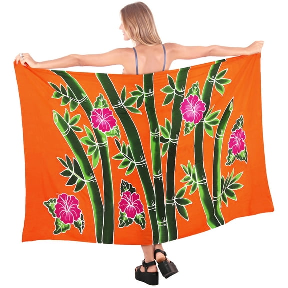 HAPPY BAY Women's Beachwear Summer Beach Bikini Wraps Sarong Coverups Wrap Skirt Bathing suit Swimsuit Swimwear Swim Cover up for Women One Size Apricot, Floral