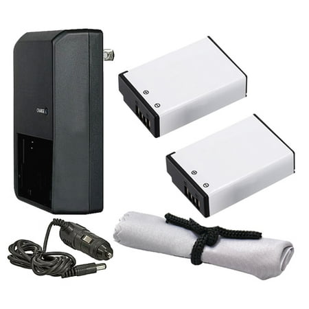 Micro Extra Battery Charger - Canon EOS M6 'Intelligent' Batteries (2 Units) + AC/DC Travel Charger + Nwv Direct Microfiber Cleaning Cloth.